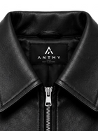 Men’s Premium Black Faux Leather Regular Fit Jacket