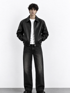 Men’s Premium Black Faux Leather Regular Fit Jacket